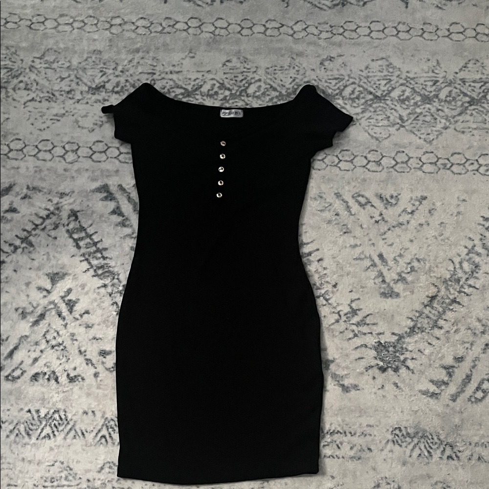 Chic Black Buttoned Mini Dress